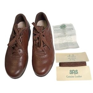 SAS Free Time Teak‎ Brown Leather Walking Shoes Oxfords Women's Size 6.5N